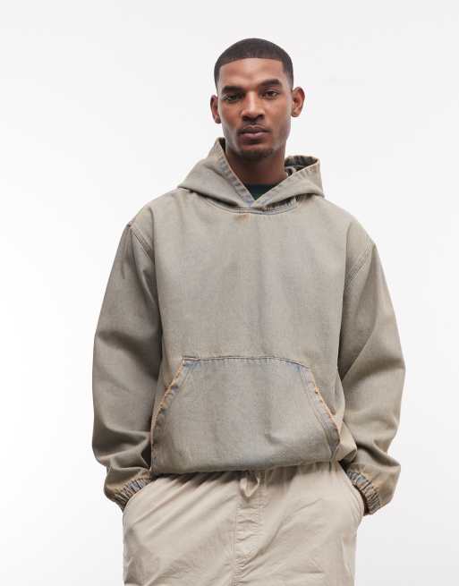 Good For Nothing oversized pullover denim hooded jacket in vintage midwash blue