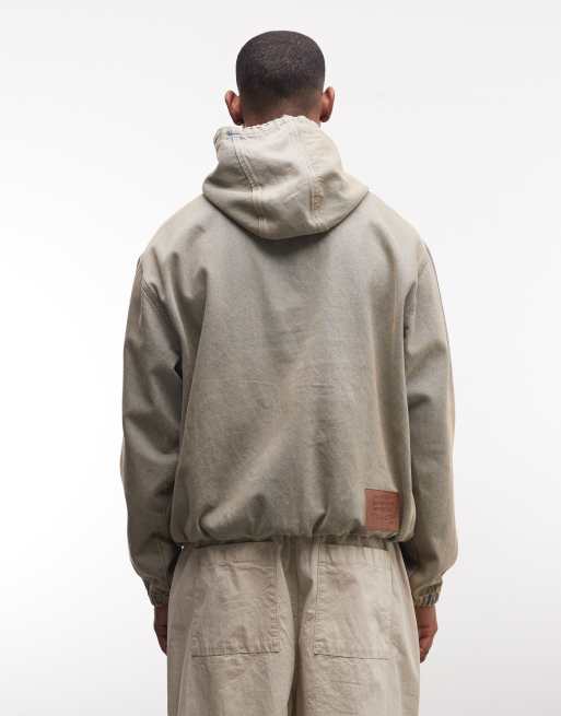 Good For Nothing oversized pullover denim hooded jacket in vintage midwash blue, 5 of 5