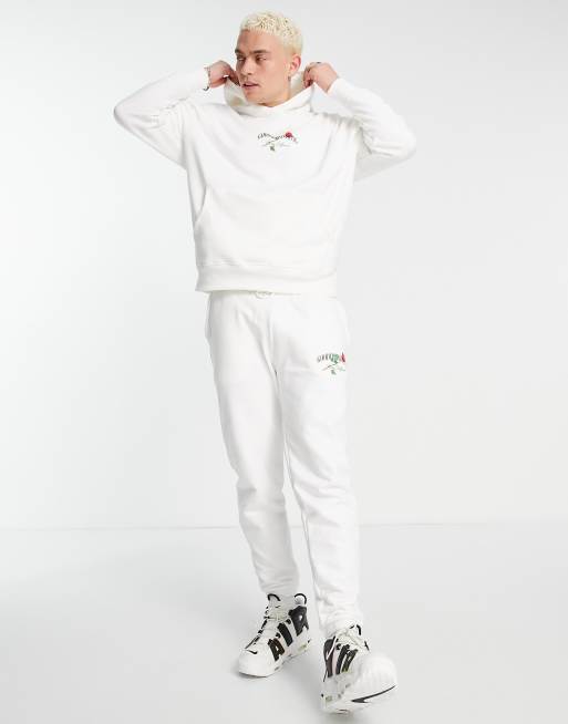 Good For Nothing oversized pullover hoodie in off white with rose logo print part of a set