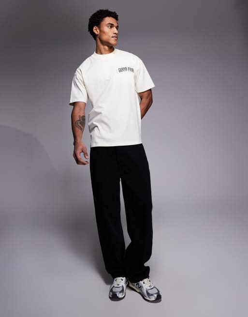 Good For Nothing - Oversized råhvid T-shirt med renæssance-print på ryggen, 2 af 5