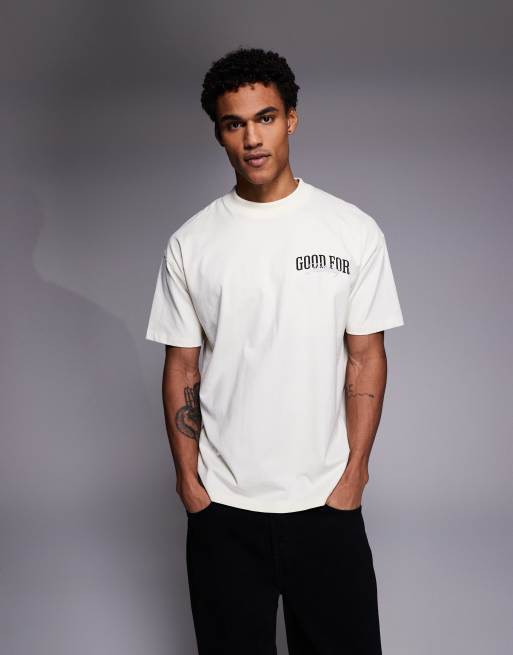 Good For Nothing - Oversized råhvid T-shirt med renæssance-print på ryggen, 3 af 5