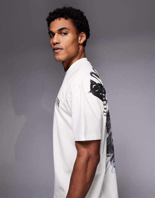 Good For Nothing - Oversized råhvid T-shirt med renæssance-print på ryggen, 4 af 5