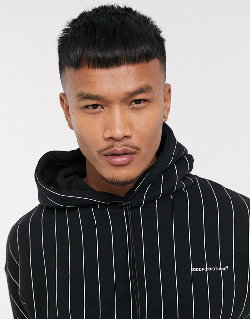 Good For Nothing oversized striped hoodie in black