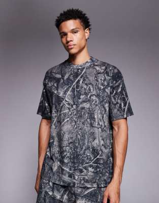 Good For Nothing oversized t-shirt in all over camo print-Multi