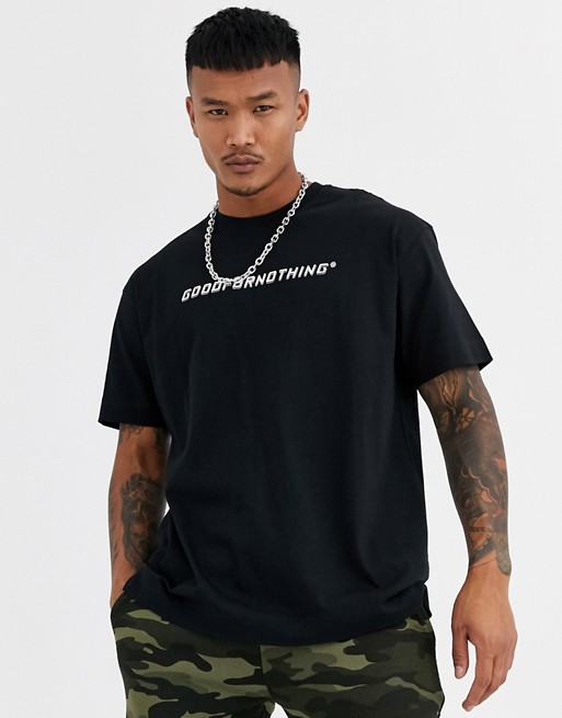 Good For Nothing oversized t-shirt in black with racer logo