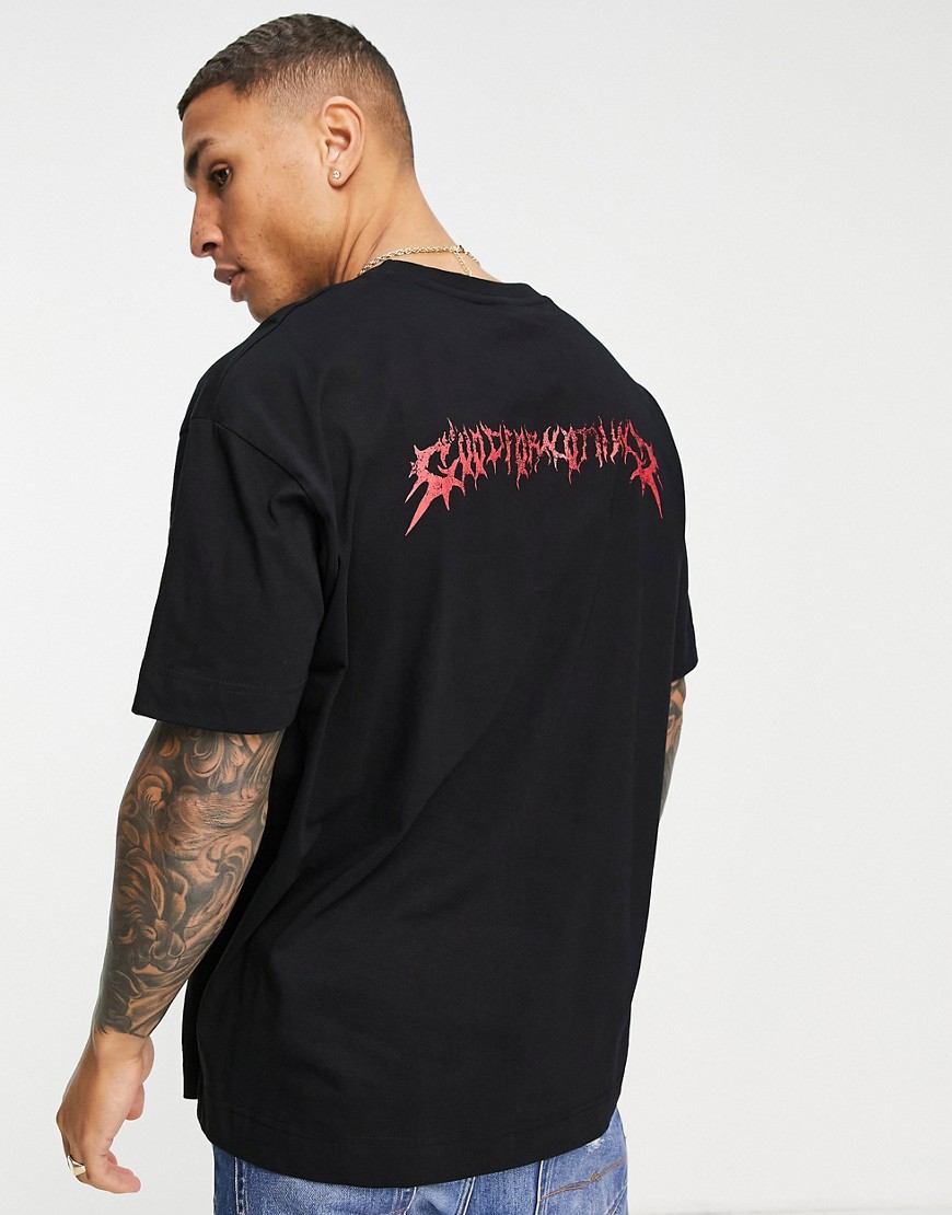 Good For Nothing oversized t-shirt in black with small logo chest print