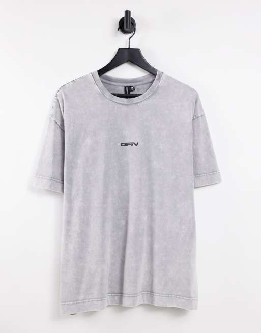 Good For Nothing oversized t-shirt in grey acid wash with back print, 2 of 4