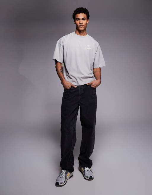 Good For Nothing oversized t-shirt in grey with butterfly back print, 2 of 5