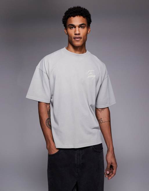 Good For Nothing oversized t-shirt in grey with butterfly back print, 3 of 5