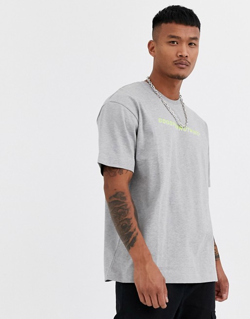 Good For Nothing oversized t-shirt in grey with racer logo