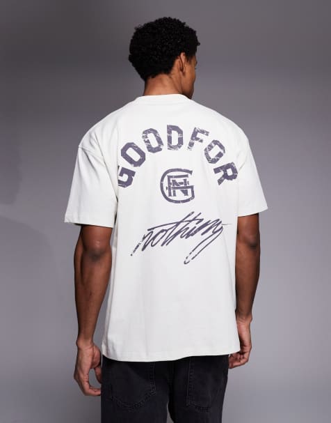 Good For Nothing oversized t-shirt in off white with back logo print - view 1