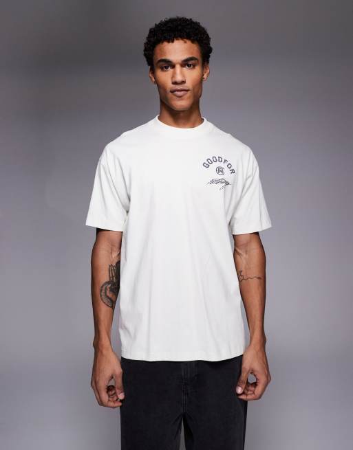 Good For Nothing oversized t-shirt in off white with back logo print, 3 of 5