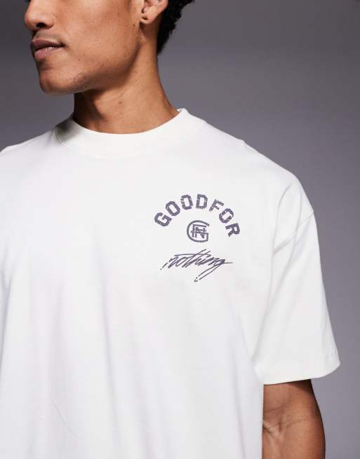 Good For Nothing oversized t-shirt in off white with back logo print, 5 of 5