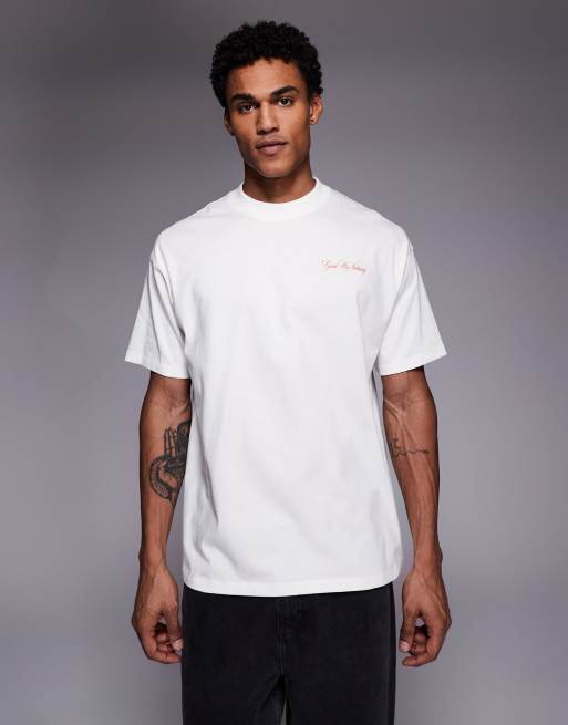 Good For Nothing oversized t-shirt in off white with butterfly angel print, 3 of 5