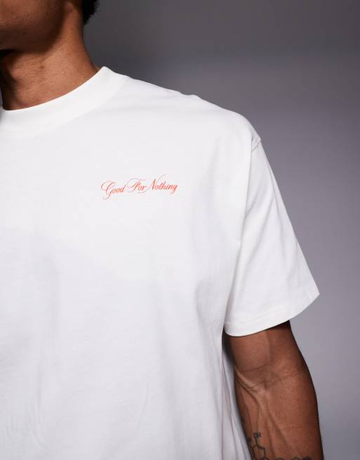 Good For Nothing oversized t-shirt in off white with butterfly angel print, 5 of 5