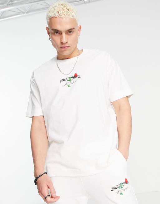 Good For Nothing oversized T shirt in off white with chest and