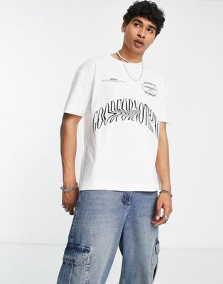 Good For Nothing oversized t-shirt in off white with distorted logo print - ASOS Price Checker