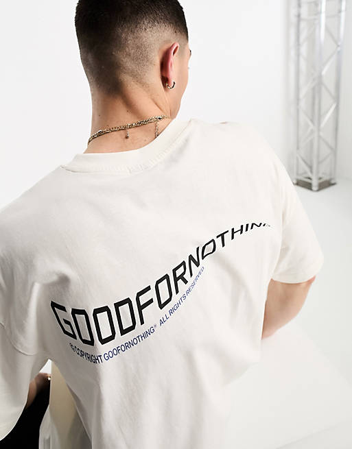 Good For Nothing Oversized T-Shirt In Off White With Logo Back Print | Asos