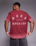 [Good For Nothing] Good For Nothing oversized t-shirt in red with back print and spray effect L RED