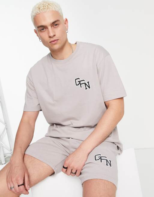 Good For Nothing oversized t-shirt in stone grey with varsity logo print (part of a set), 3 of 4