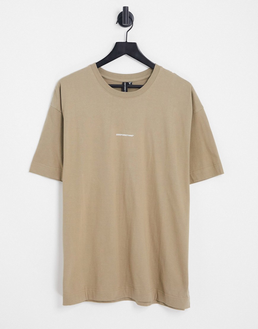 Good For Nothing oversized t-shirt in taupe-Neutral