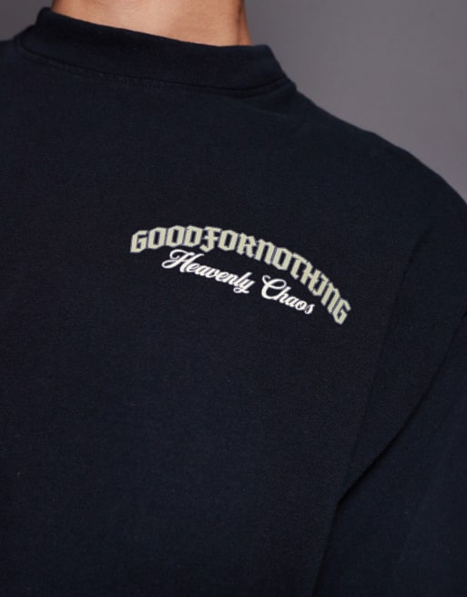Good For Nothing oversized t-shirt in washed black with back print, 5 of 5