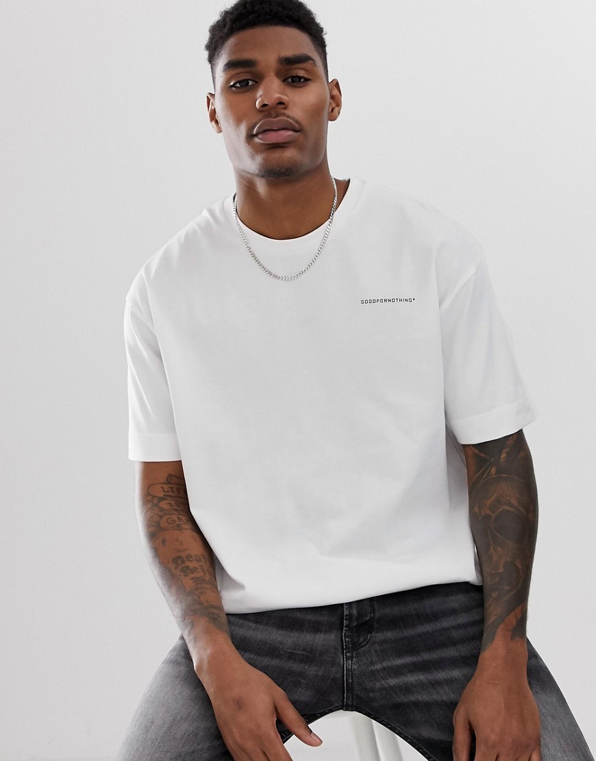 Good For Nothing oversized t-shirt in white with chest logo