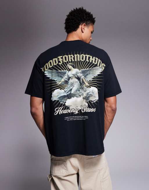 Good For Nothing - Oversized T-shirt med logoprint på ryggen i forvasket sort