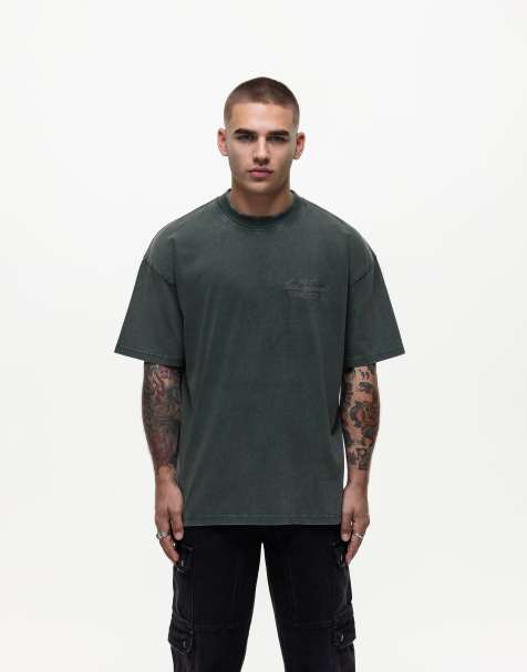 Good For Nothing - Oversized T-shirt med print på ryggen i vasket grøn - view 1