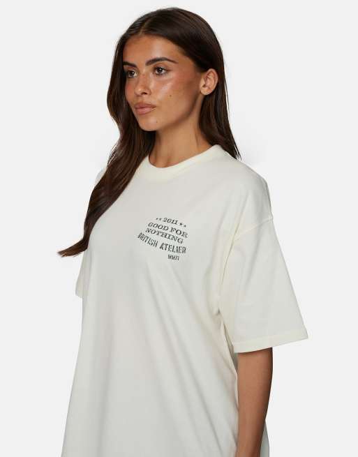 Good For Nothing - Oversized T-shirt met grafische print in wit, 3 van 4