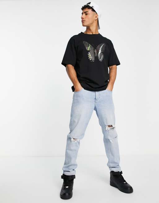 Good For Nothing - Oversized T-shirt met grote vlinderprint in zwart, 3 van 4
