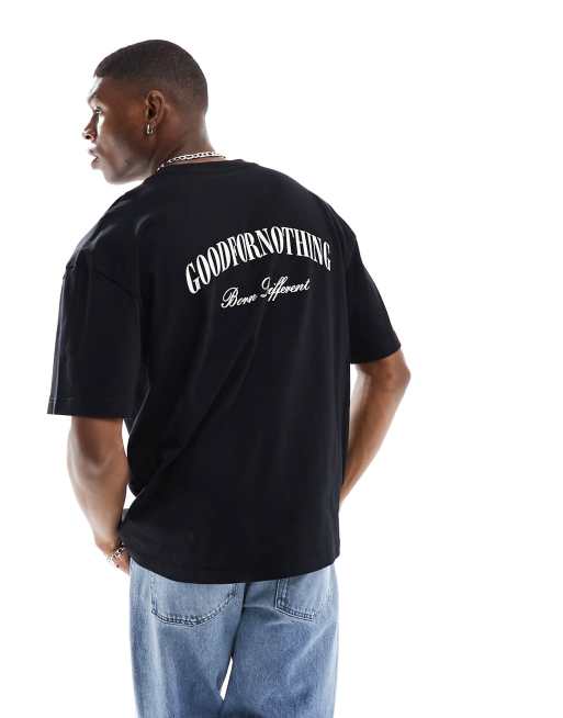 Good For Nothing Oversized t shirt met heritage print in zwart