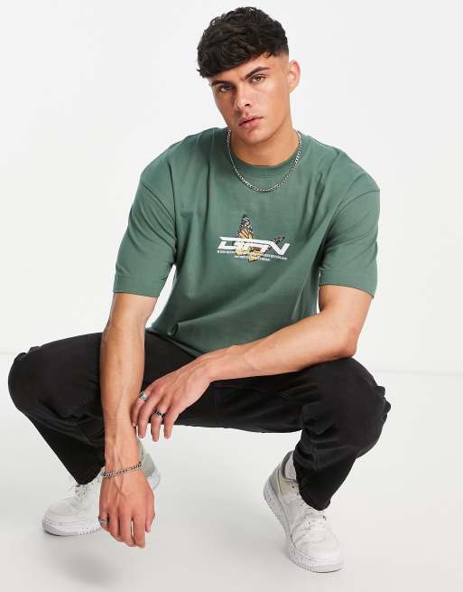 Good For Nothing – Oversized-T-Shirt mit Schmetterlings-Grafikdruck in Khaki