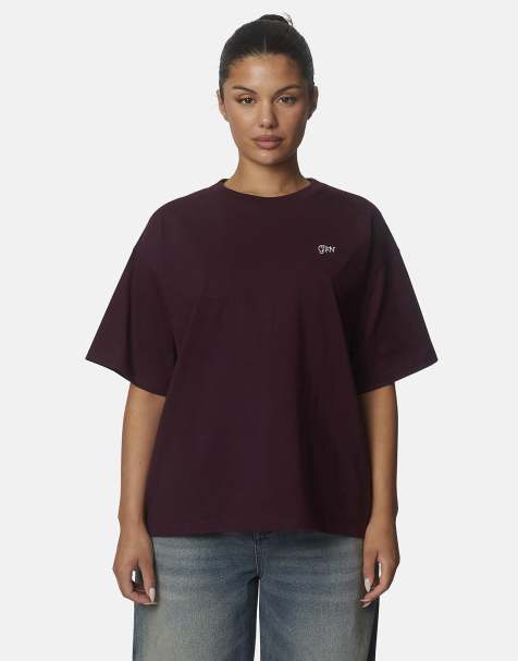 Good For Nothing oversized T-shirt van katoen met geborduurd logo in bordeauxrood - view 1