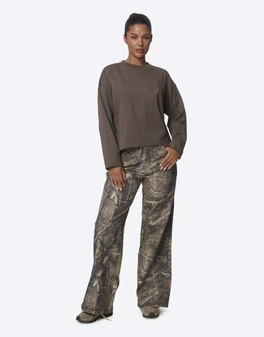 Good For Nothing oversized T-shirt van katoen met geborduurd logo in bruin, 3 van 4