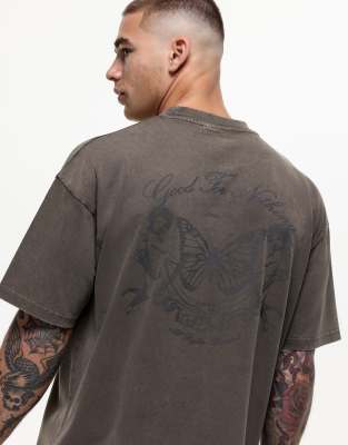 Good For Nothing Oversized T-shirt With Angel Back Print In Brown