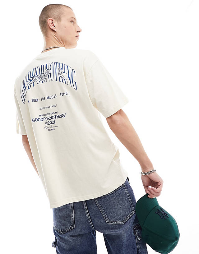 Good For Nothing - oversized t-shirt with logo back print in white
