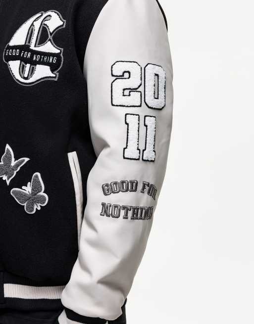 Good For Nothing oversized varsity jacket in black | ASOS