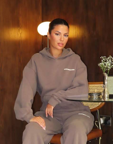 Good For Nothing Oversized washed cotton fleece hoodie in brown - view 1
