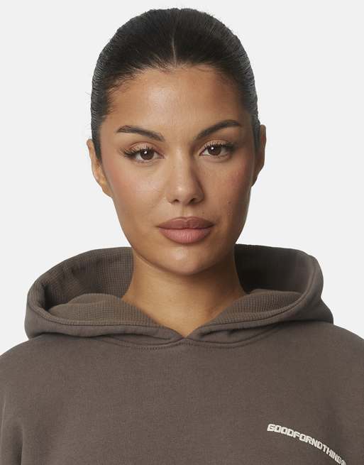 Good For Nothing Oversized washed cotton fleece hoodie in brown, 4 of 5