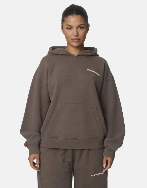 Good For Nothing Oversized washed cotton fleece hoodie in brown, 5 of 5