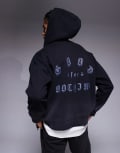 [Good For Nothing] Good For Nothing oversized zip-through hoodie in black with spray effect XL BLACK