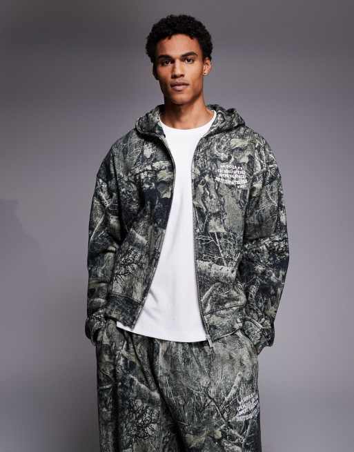 Good For Nothing oversized zip through hoodie in realtree camo