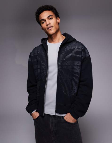 Good For Nothing oversized zip up hoodie in black with butterfly print - view 1