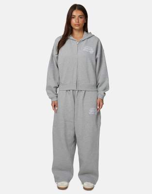 Pantalon de jogging baggy à logo brodé - Gris XL