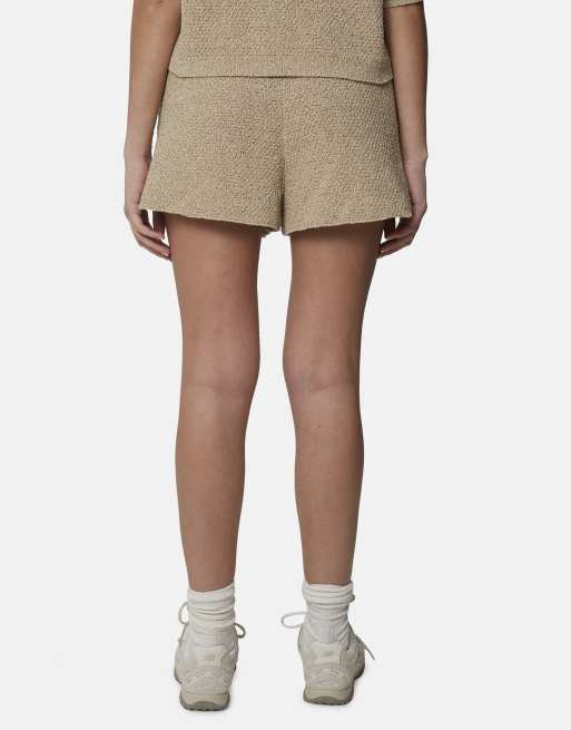Good For Nothing - Pantaloncini in maglia bouclé marroni con profili a contrasto, 2 di 4