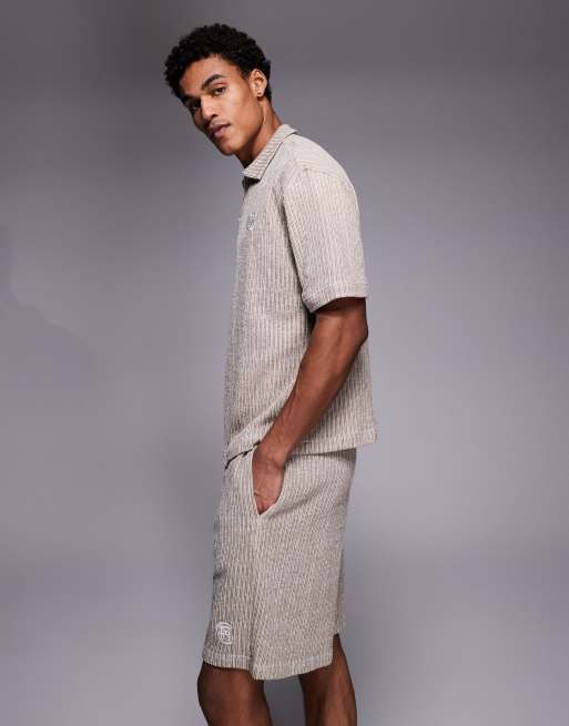 Good For Nothing - Pantaloncini in maglia marrone a righe in coordinato, 3 di 5