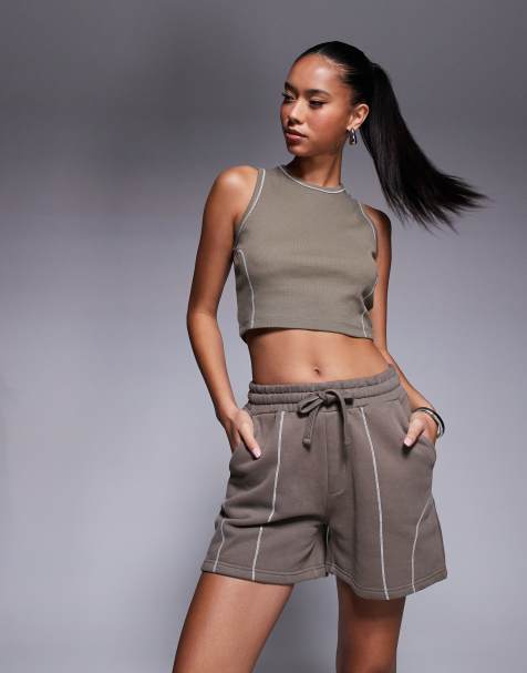 Good For Nothing - Pantaloncini tortora con cuciture a contrasto in coordinato - view 1