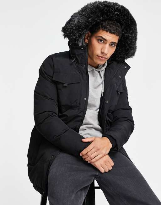 Good for nothing parka coat in black hotsell