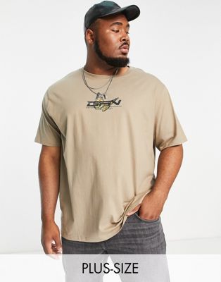 Good For Nothing Plus butterfly graphic print oversized t-shirt in taupe - ASOS Price Checker